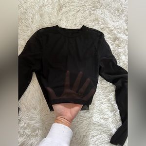 Sheer black long sleeve crop top